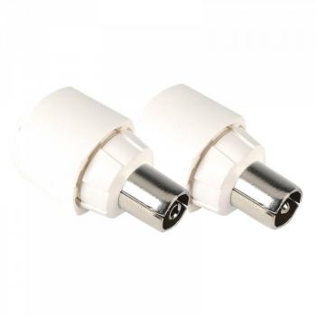 Conector de antena TV macho-hembra recto blanco 4316