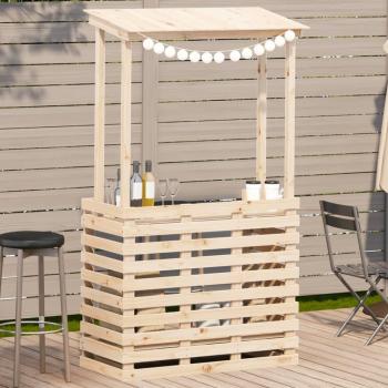 Outdoor Solid Wood Bar Table with Roof 112.5x57x195.5 cm