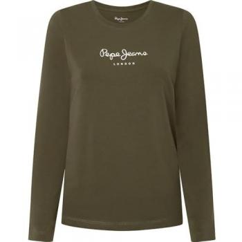 Pepe Jeans New Virginia Green Slim Fit Long Sleeve Top for Women (M)