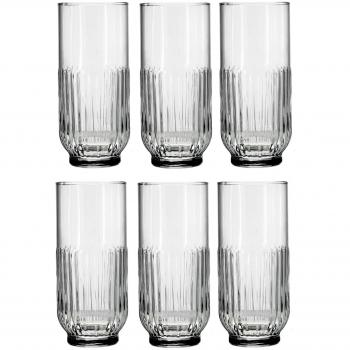 Set de 6 Vasos de Cristal Elegante y Duradero Gama Tokyo 395CC - Apto para Lavavajillas, Diseño Clásico y Versátil, Ideal para Todo Tipo de Bebidas, Transparente