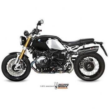 Escape MIVV Suono homologado en acero inoxidable cepillado negro con embellecedor de carbono para BMW R1200 nineT 2014-2020