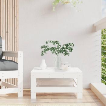 Taburete de jardín de madera maciza de pino natural, blanco y gris - Conjunto Terraza Muebles Jardín Exterior
