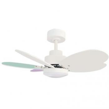 Ventilador de Techo LED Sulion Rainbow S 75cm con Luz 8.5W y Palas Reversibles Blanco/Multicolor
