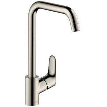 Hansgrohe 31820800 Focus grifo de cocina con caño giratorio 110º, 150º y 360º, acero inoxidable