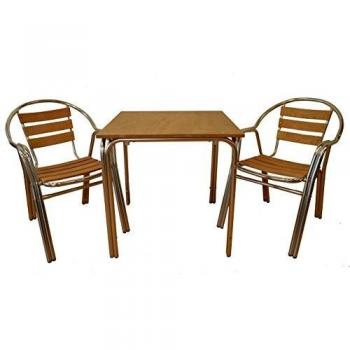 EUROSILLA Base de Mesa, Madera, Marrón/Alumnio, 70 X 70 X 75 Cm