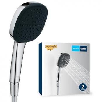 Set de teleducha Grohe Vitalio Comfort 110 II, Plástico, 2 tipos de chorro (lluvia y chorro), Cromo