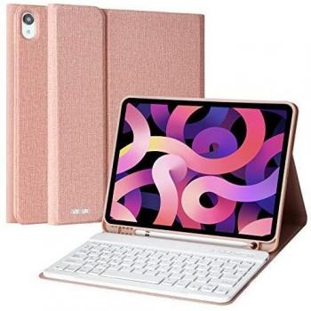 Teclado para iPad Air 4 10.9 2020, Funda para iPad Air 4 Generación 2020/iPad 10.9/iPad Pro 11 2018 con Teclado Español Bluetooth Inalámbrico, y Portalápices, Soporte Touch ID y Teclado Desmontable