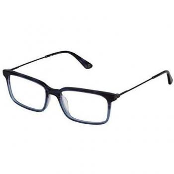 Police VPL6875209QW Gafas, Shiny Striped Blue+Azure, 52/17/145 para Hombre
