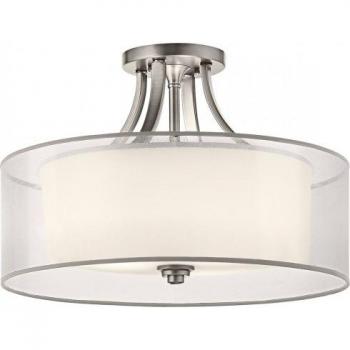 Plafón Lacey de 4 luces en Peltre Antiguo, 33.7 cm, montaje semiempotrado, casquillo E27