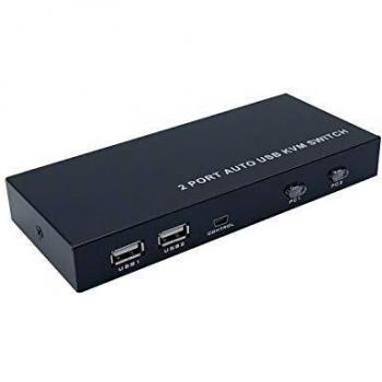 AISENS - A111-0400 - Conmutador KVM HDMI 4K@60Hz USB 1U-2PC con Fuente alimentación, Negro