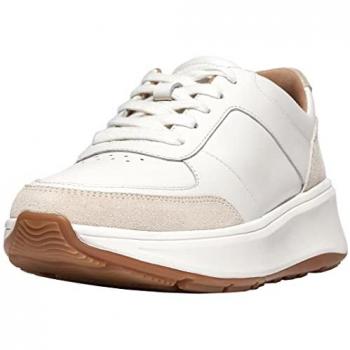 Fitflop Women's F-Mode Urban White Leather Flatform Sneakers