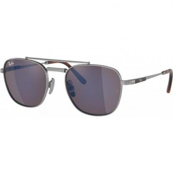 Ray-Ban RB8258 Classic Frank II Sunglasses, Unisex, Pilot Style, Silver Frame, Grey Blue Lenses, Size: 51 MM
