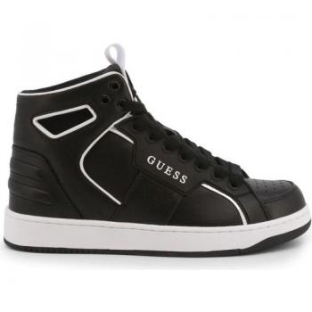 GUESS BASQET-FL7BSQ-LEA12 Sneakers Black, Female, Size: 10 US, Black Leather with Metallic Details
