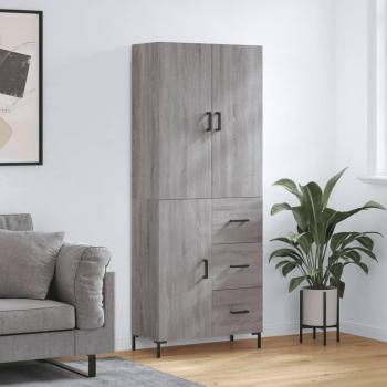 Aparador alto de madera contrachapada gris sonoma 69,5x34x180 cm