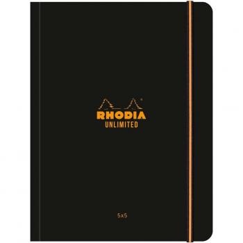 Cuaderno Unlimited A5+ - Rhodia 118759C - Cuadrícula con márgenes en blanco y cuadro superior - Negro