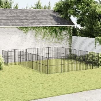Corralito para perros de 20 paneles de acero galvanizado negro