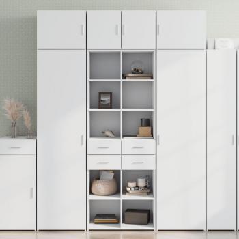 Aparador alto de madera de ingeniería blanco 70x42,5x185 cm, armario de almacenamiento, mueble auxiliar