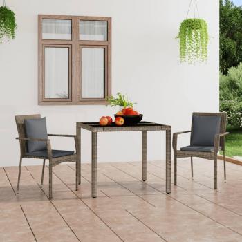 Sillas de jardín con cojines 2 piezas en Polyrattan gris