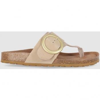 Sandalias planas de piel para mujer Chika10 Leather KONIL 02 en color beige