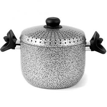 Olla para Pasta de Aluminio con Tapa y Recubrimiento Antiadherente, Diámetro 20 cm - Línea Sal y Pimienta