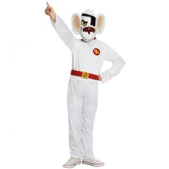 Disfraz de Danger Mouse Blanco y Rojo para niños con Capa y Antifaz