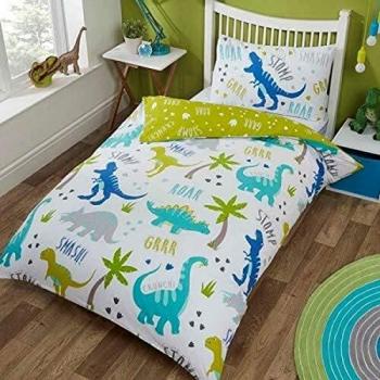 Rapport Roarsome Dinosaurio - Juego de Funda de edredón Reversible, Individual, Kidz