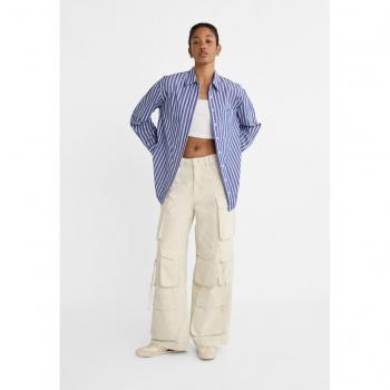 Stradivarius Twill Cargo Trousers with Multiple Pockets in Ecru