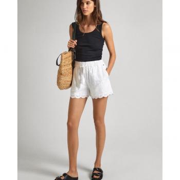 Short Maria blanco de mujer Pepe Jeans con detalles calados