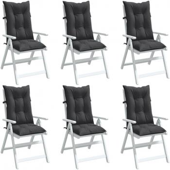 Cojines de silla respaldo alto 6 unidades tela antracita mélange 120x50x7
