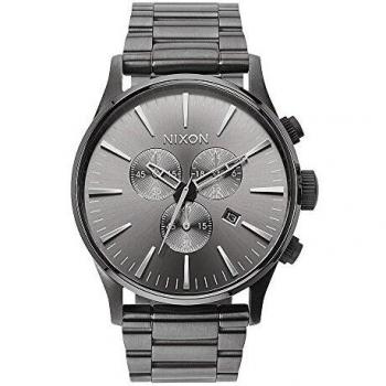 Nixon Sentry Chrono - Reloj de Cuarzo, Correa de Acero Inoxidable Color Gris