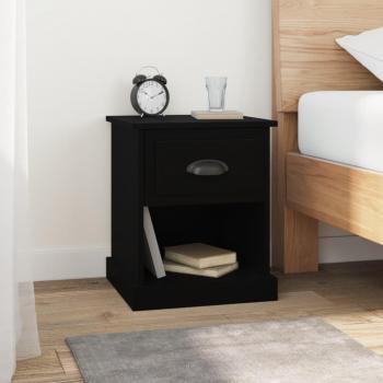Mesita de noche 2 piezas Negra 39x39x47,5 cm madera contrachapada