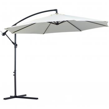 Sombrilla de jardín Outsunny inclinable con manivela crema Ø295x245 cm