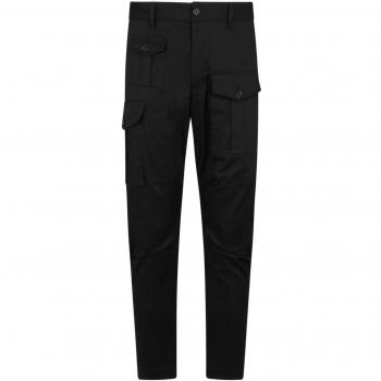 Dsquared2 Men's Slim-fit Cotton Cargo Trousers in Black | Size 52 | S74KB0909S39021900