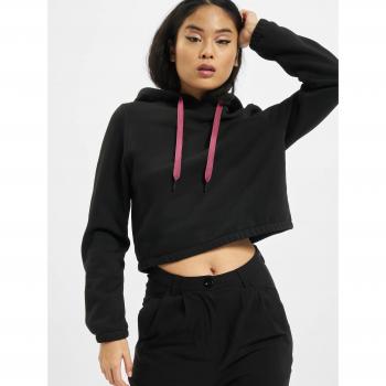 Urban Classics Women's Black Contrast Drawstring Hoodie