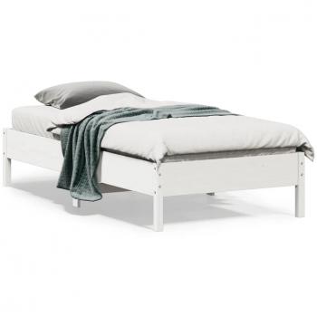 Cama sin colchón de madera maciza blanca 90x190 cm
