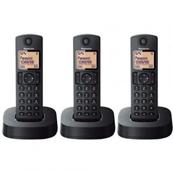 Panasonic - Teléfono Inalámbrico DECT Trío KX-TGC313SPB, LCD, Bloqueo de Llamadas, ECO, Color Negro