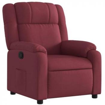 Sillón Reclinable de Tela Rojo Tinto con Respaldo y Reposabrazos, Asiento Ajustable para Descanso y Relajación
