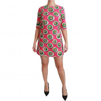 Dolce & Gabbana Pink Silk Cup Cake Shift Stretch Dress - IT40|S, XS Sicily Cupcake Print Shift Dress