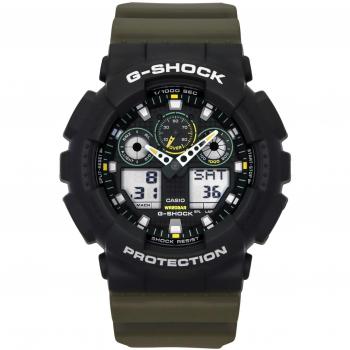 Casio G-Shock GA-100TU-1A3 Men's 200M Black Dial Analog-Digital Quartz Watch with Resin Strap