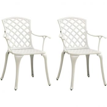 vidaXL Garden Chairs 2 pcs Cast Aluminium White