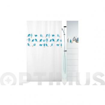 Cortina de ducha Spirella Colección Birdy Textil 180 x 200 Azul