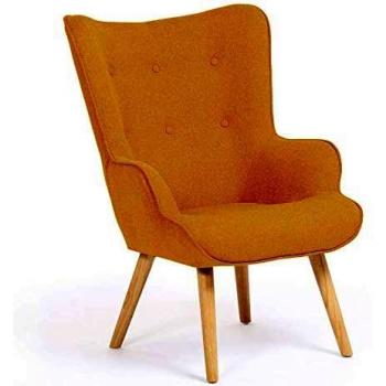 Sillón escandinavo IVAR de tela amarilla mostaza, no desenfundable, con reposabrazos