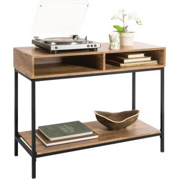 SoBuy FSB41-F Mesa de Consola con 2 Compartimientos y 1 Estante, Estilo Industrial, Dimensiones: 100 x 40 x 80 cm, Color Naturaleza