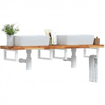 Estante de lavabo de pared acero y madera maciza de acacia Vidaxl Marrón