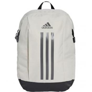 Mochila Adidas Power VII - Mochila deportiva, color blanco, diseño ergonómico, compartimento principal espacioso, bolsillos laterales para botellas, material resistente al agua y detalles reflectantes