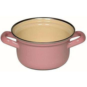 Cacerola de Emaille Riess Rosa con Chromrand 12 cm, 0.5 litros, Sin tapa
