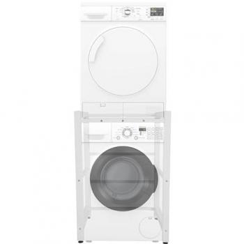 Estante para Lavadoras Medina I Estructura de Acero Blanco para Dos Electrodomésticos con Altura Ajustable