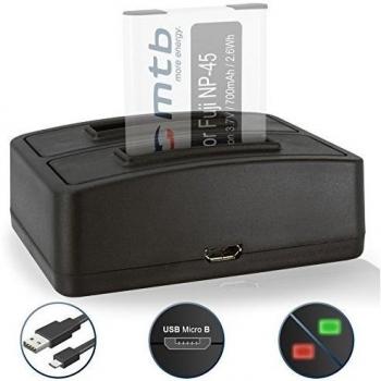 Cargador Doble (USB) Compatible con Fujifilm NP-45 / Finepix J. / JV. / JX600 ./ JZ500. / XP80 XP90. - Ver Lista de compatibilidad