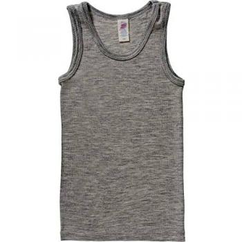 Camiseta sin mangas de lana y seda color gris claro melange