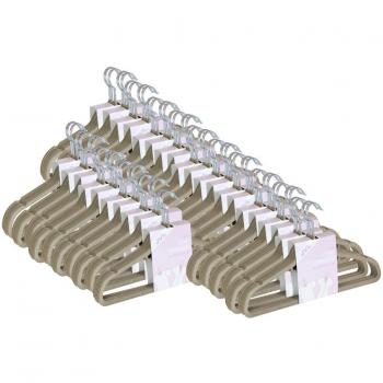 JVL – Perchas Antideslizantes de Terciopelo Fino, Ahorro de Espacio, Color Beige visón, Tela, Beige visón, Pack of 150